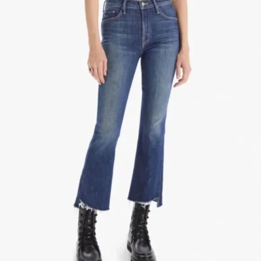 Mother The Insider Crop Jeans Women's 26 Girl Crush Bootcut Step Fray High Rise